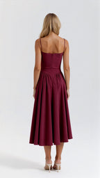 Sukienka midi gorsetowa z plisowaną spódnicą - Arkadya Outlet - Women Midi Dress