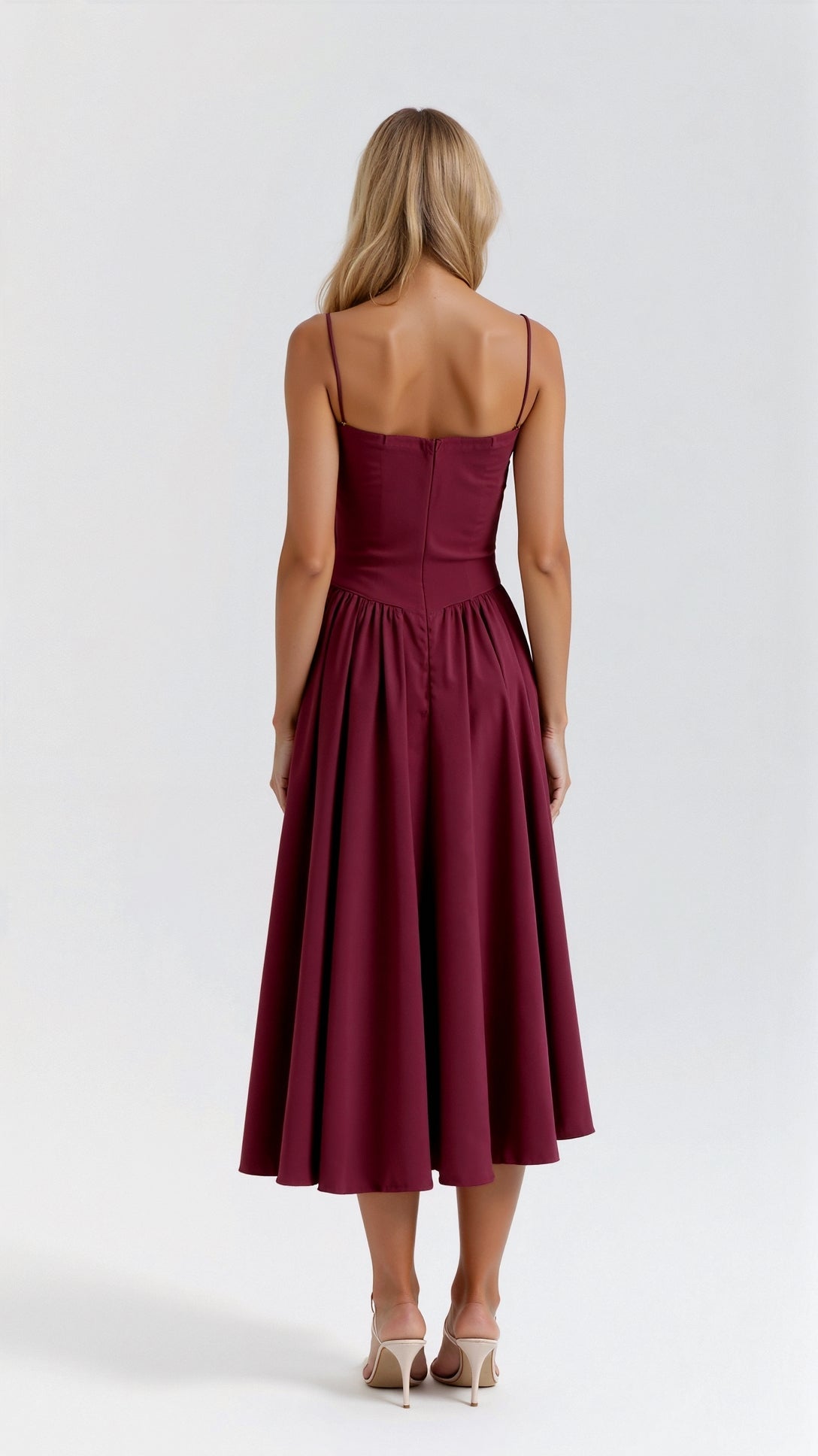 Sukienka midi gorsetowa z plisowaną spódnicą - Arkadya Outlet - Women Midi Dress