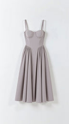 Sukienka midi gorsetowa z plisowaną spódnicą - Arkadya Outlet - Women Midi Dress