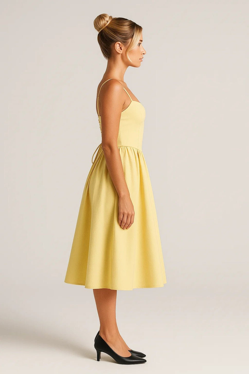 Sukienka midi na ramiączkach rozkloszowana - Arkadya Outlet - Women Midi Dress