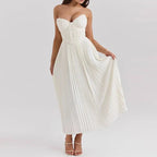 Sukienka midi plisowana bez ramiączek - Arkadya Outlet - Women Midi Dress