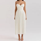 Sukienka midi plisowana bez ramiączek - Arkadya Outlet - Women Midi Dress