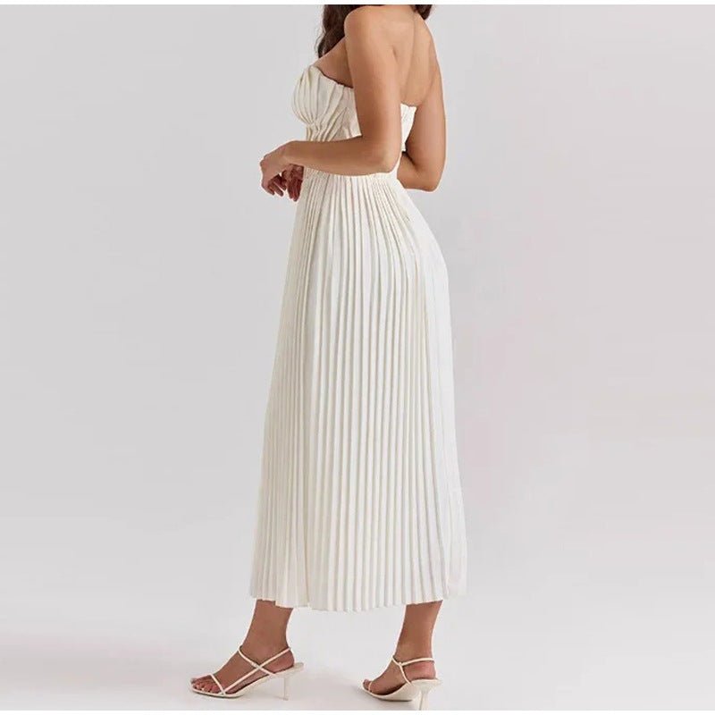 Sukienka midi plisowana bez ramiączek - Arkadya Outlet - Women Midi Dress