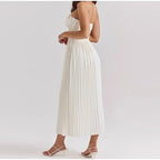 Sukienka midi plisowana bez ramiączek - Arkadya Outlet - Women Midi Dress
