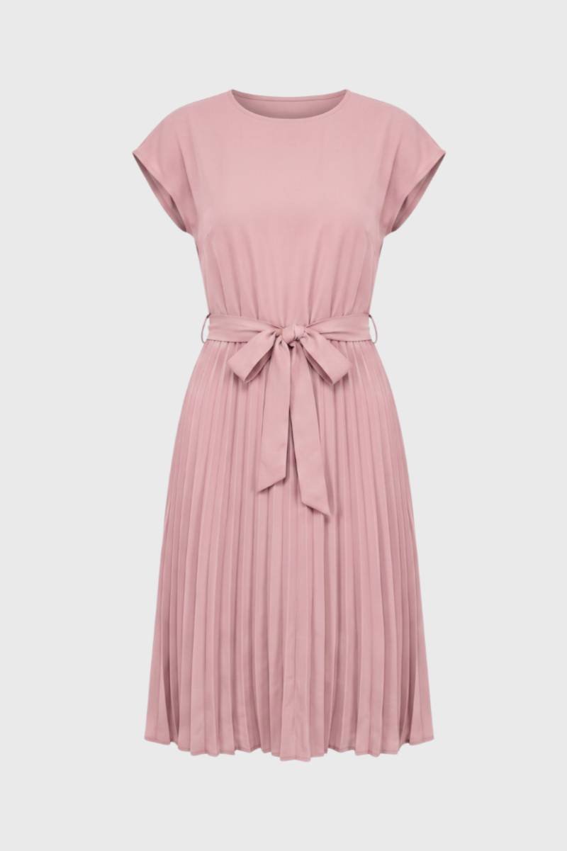 Sukienka midi plisowana z paskiem - Arkadya Outlet - Women Midi Dress