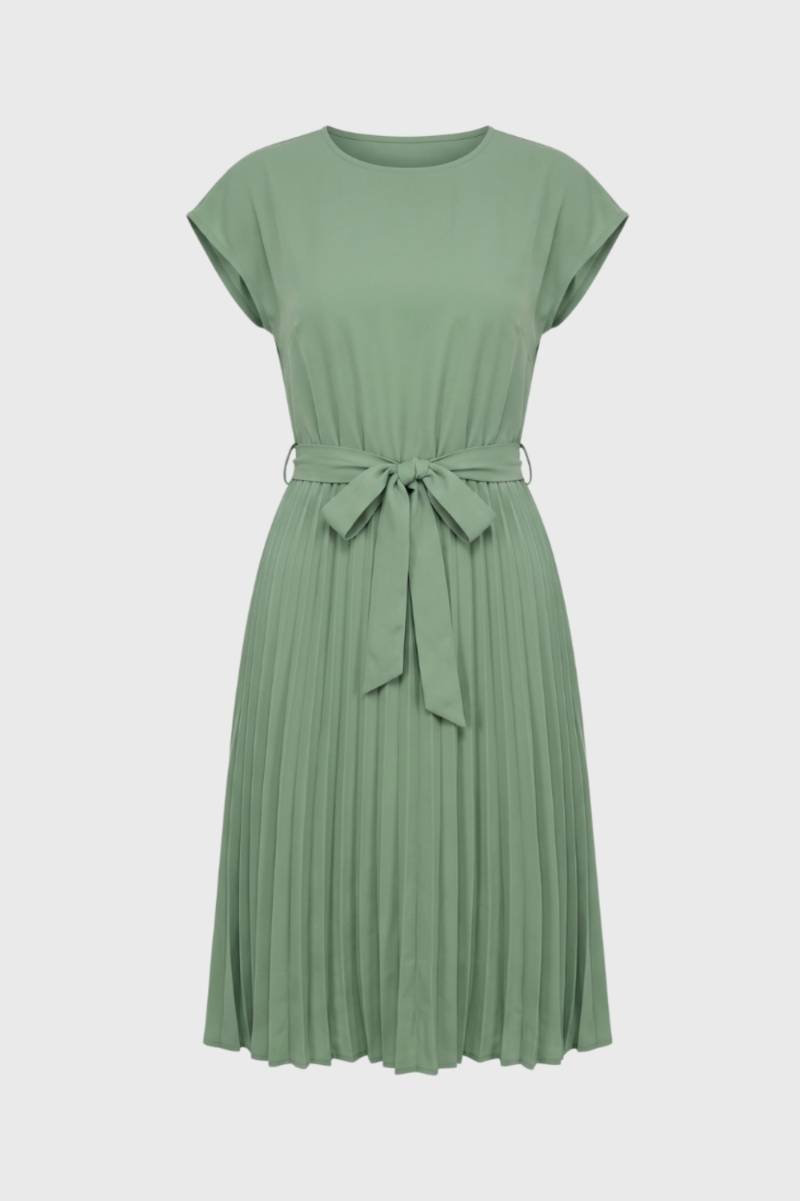 Sukienka midi plisowana z paskiem - Arkadya Outlet - Women Midi Dress