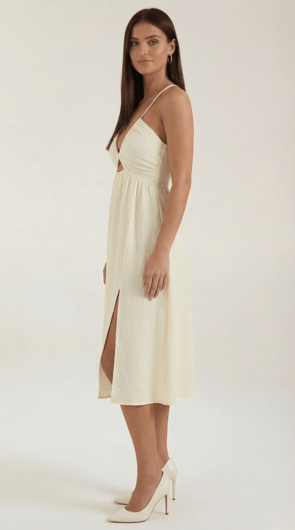 Sukienka midi regulowane ramiączka – rozcięcie dekoltu - Arkadya Outlet - Women Midi Dress