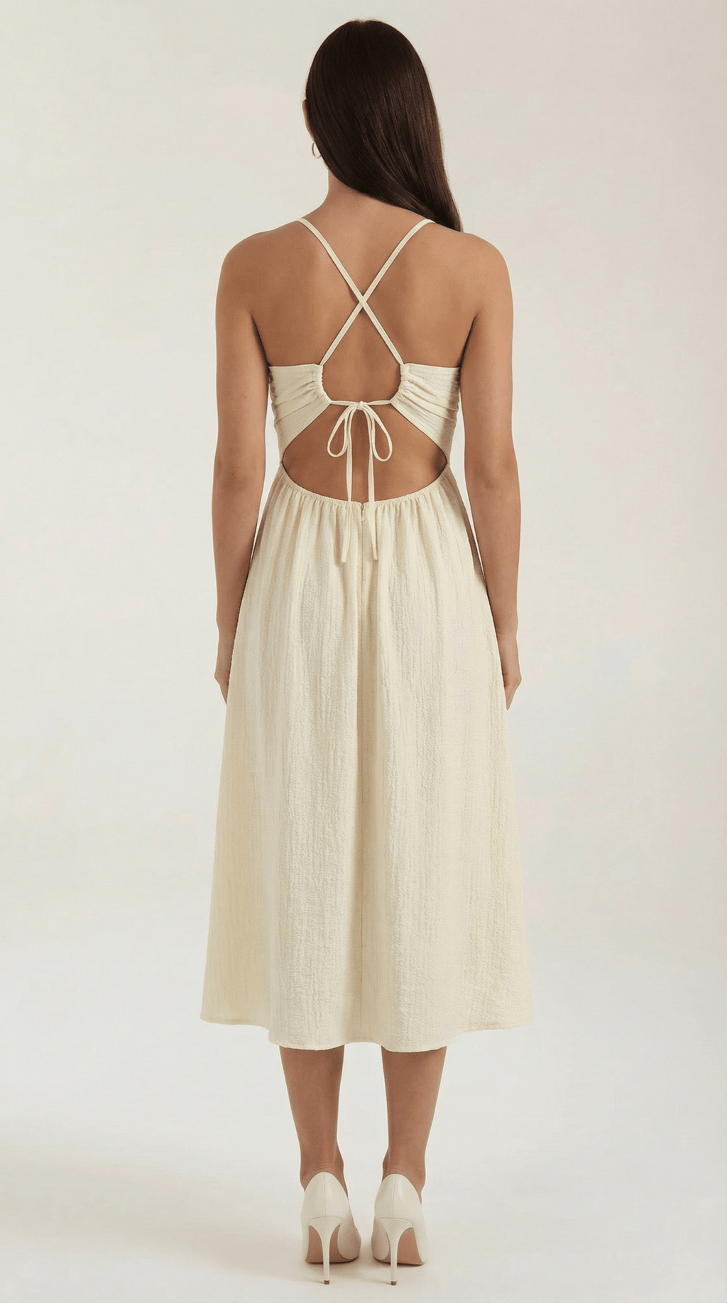 Sukienka midi regulowane ramiączka – rozcięcie dekoltu - Arkadya Outlet - Women Midi Dress