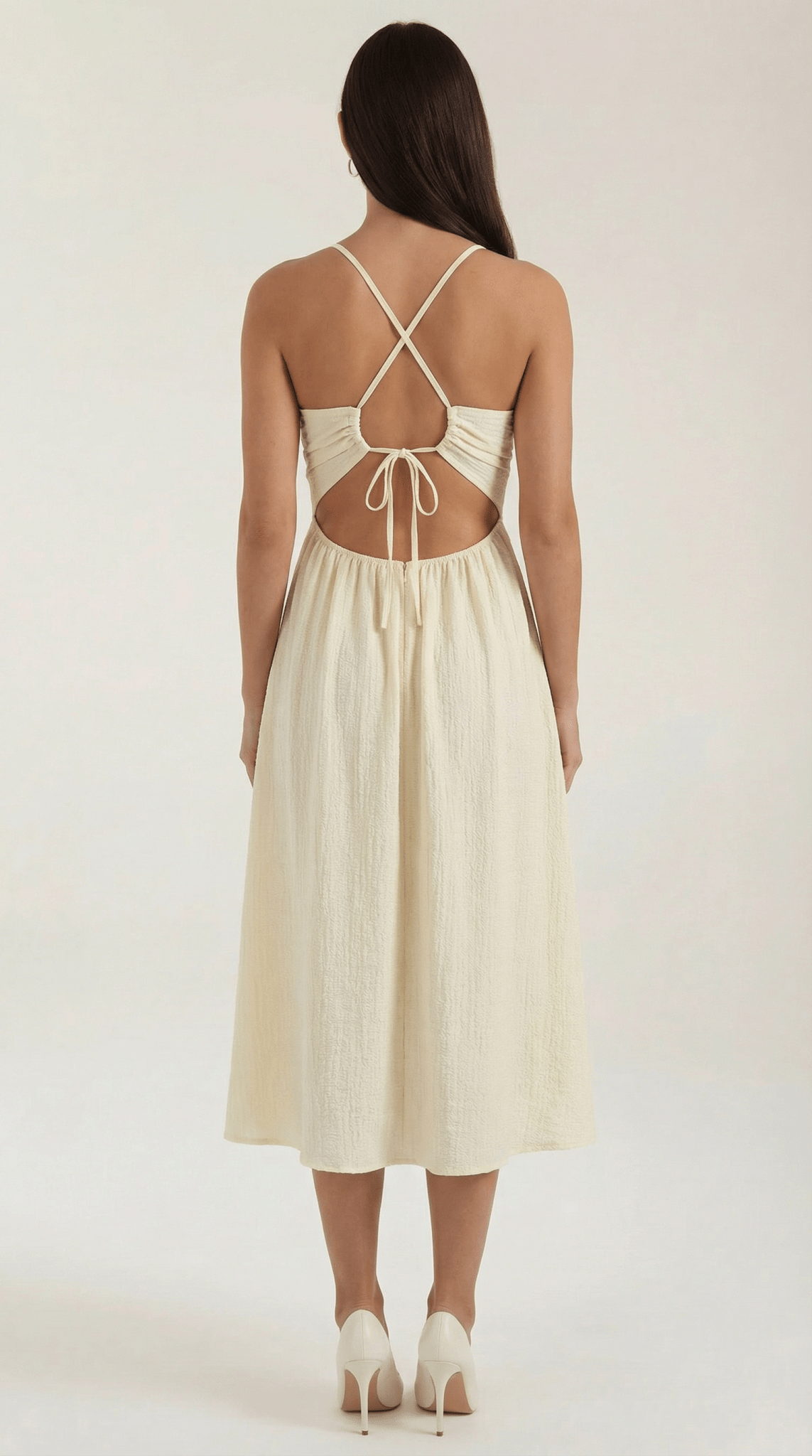 Sukienka midi regulowane ramiączka – rozcięcie dekoltu - Arkadya Outlet - Women Midi Dress