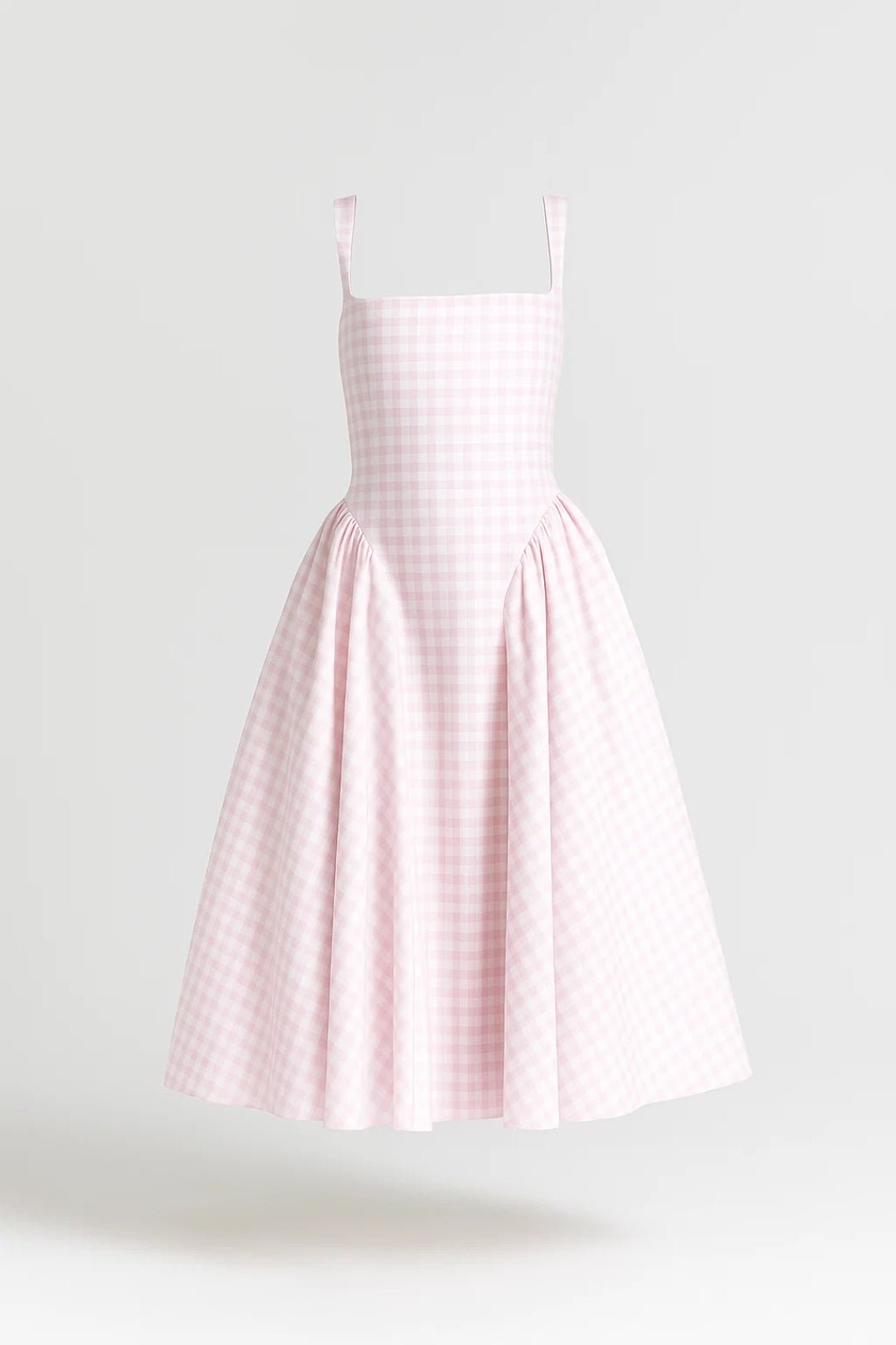 Sukienka midi w kratę z ramiączkami - Arkadya Outlet - Women Midi Dress