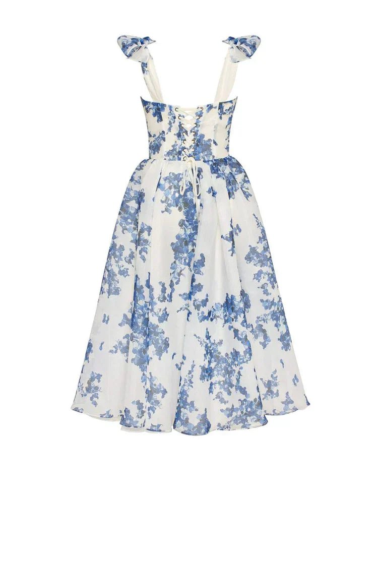 Sukienka midi z dekoltem w serce i gorsetowym tyłem - Arkadya Outlet - Women Midi Dress