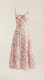 Sukienka midi z dekoltem w serce – wiązanie, rozkloszowany dół - Arkadya Outlet - Women Midi Dress