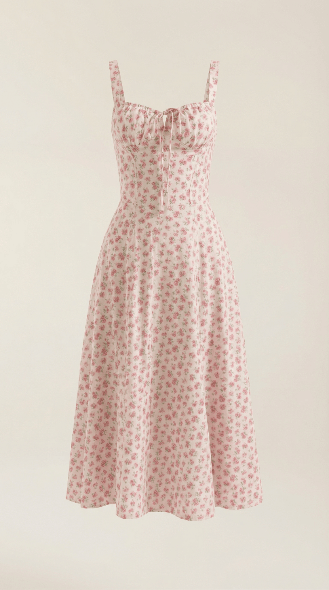 Sukienka midi z dekoltem w serce – wiązanie, rozkloszowany dół - Arkadya Outlet - Women Midi Dress