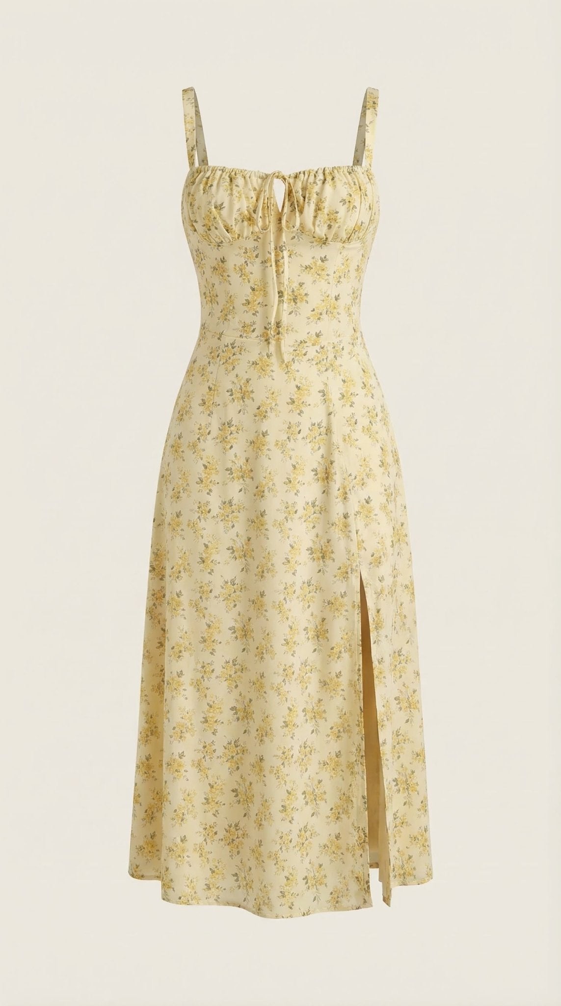 Sukienka midi z dekoltem w serce – wiązanie, rozkloszowany dół - Arkadya Outlet - Women Midi Dress