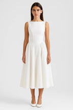 Sukienka midi z odkrytymi plecami i krótkim rękawem - Arkadya Outlet - Women Midi Dress