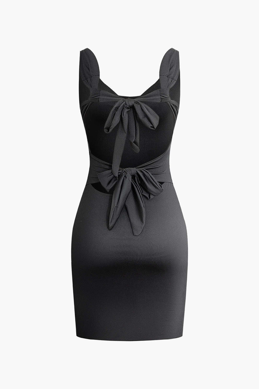Sukienka mini bodycon z plisami i wiązaniem - Arkadya Outlet - Women Mini Dress