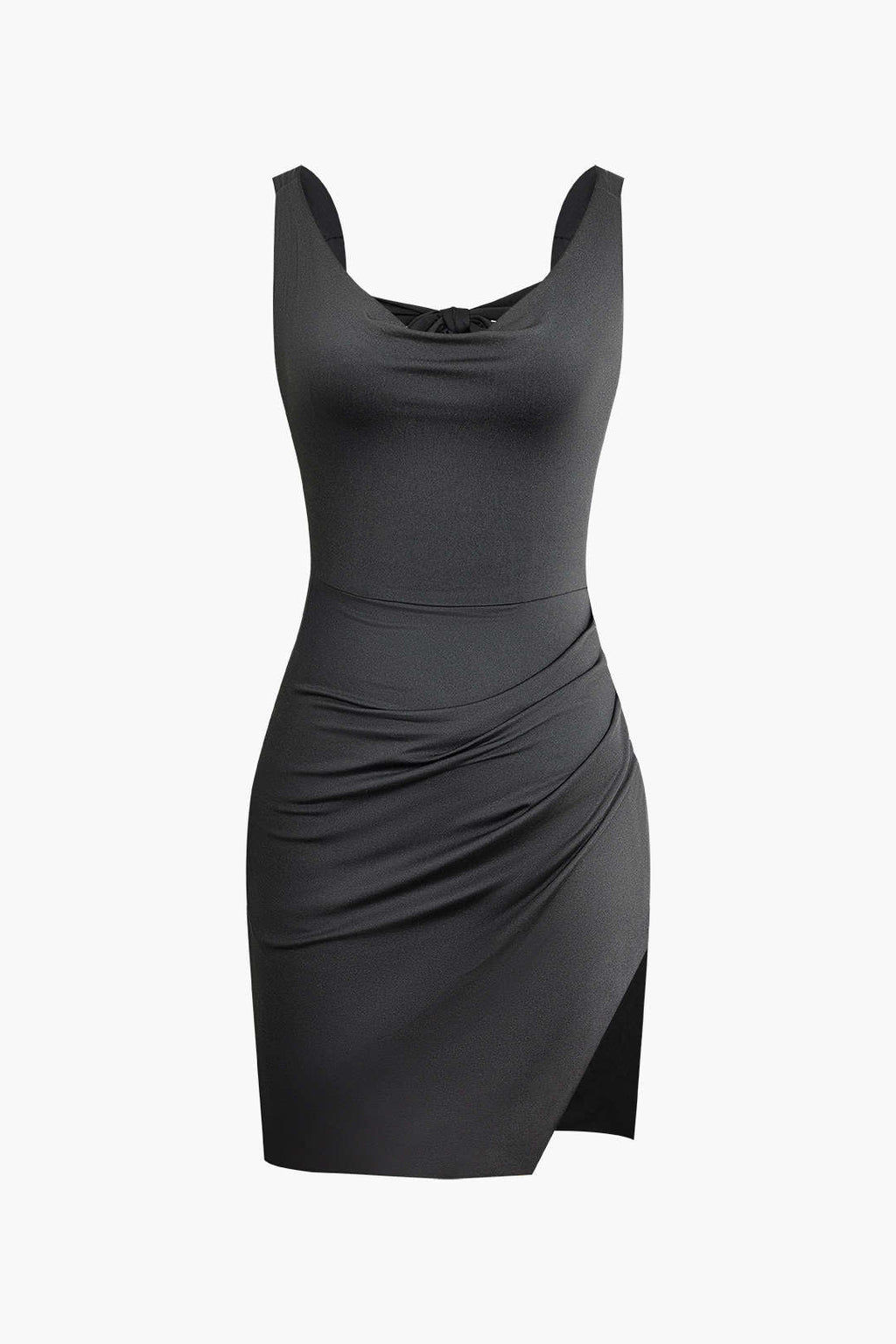 Sukienka mini bodycon z plisami i wiązaniem - Arkadya Outlet - Women Mini Dress