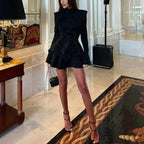 Sukienka mini brokatowa dopasowana - Arkadya Outlet - Women Mini Dress