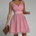 Sukienka mini cekinowa z odkrytymi plecami - Arkadya Outlet - Women Mini Dress