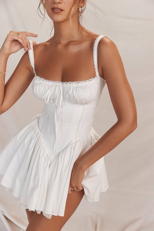 Sukienka mini gorsetowa bez rękawów - Arkadya Outlet - Women Mini Dress
