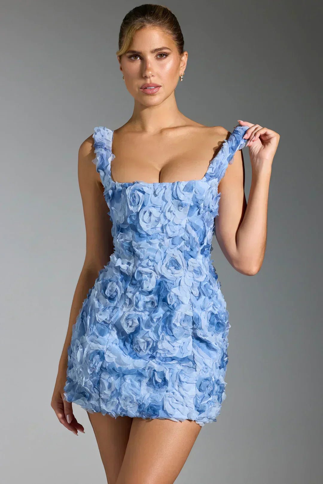 Sukienka mini gorsetowa w kwiaty - Arkadya Outlet - Women Mini Dress