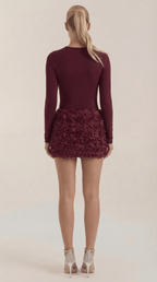 Sukienka mini z długim rękawem – fakturowany dół - Arkadya Outlet - Women Mini Dress