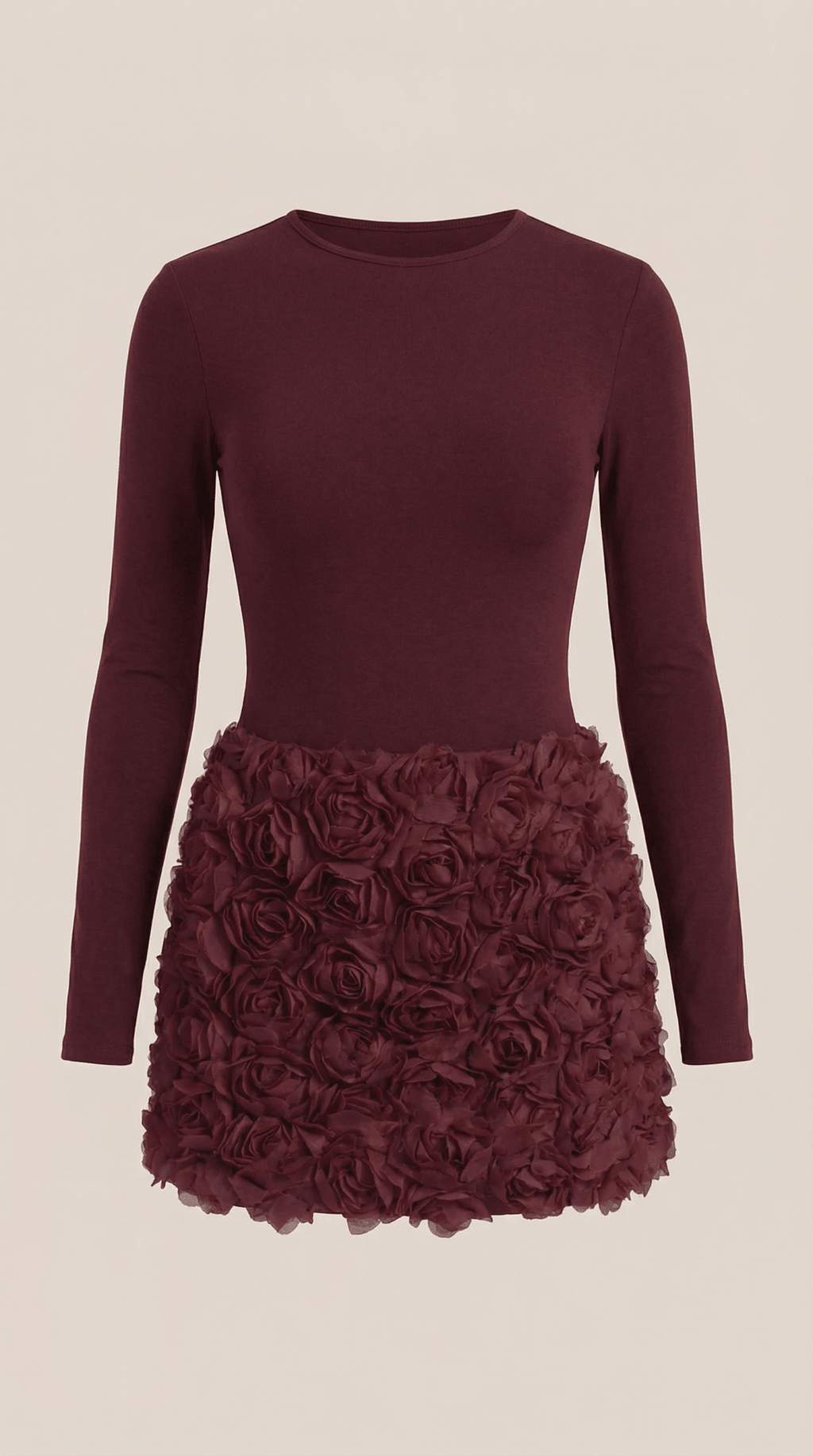 Sukienka mini z długim rękawem – fakturowany dół - Arkadya Outlet - Women Mini Dress
