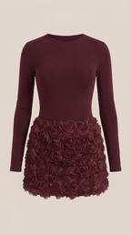 Sukienka mini z długim rękawem – fakturowany dół - Arkadya Outlet - Women Mini Dress