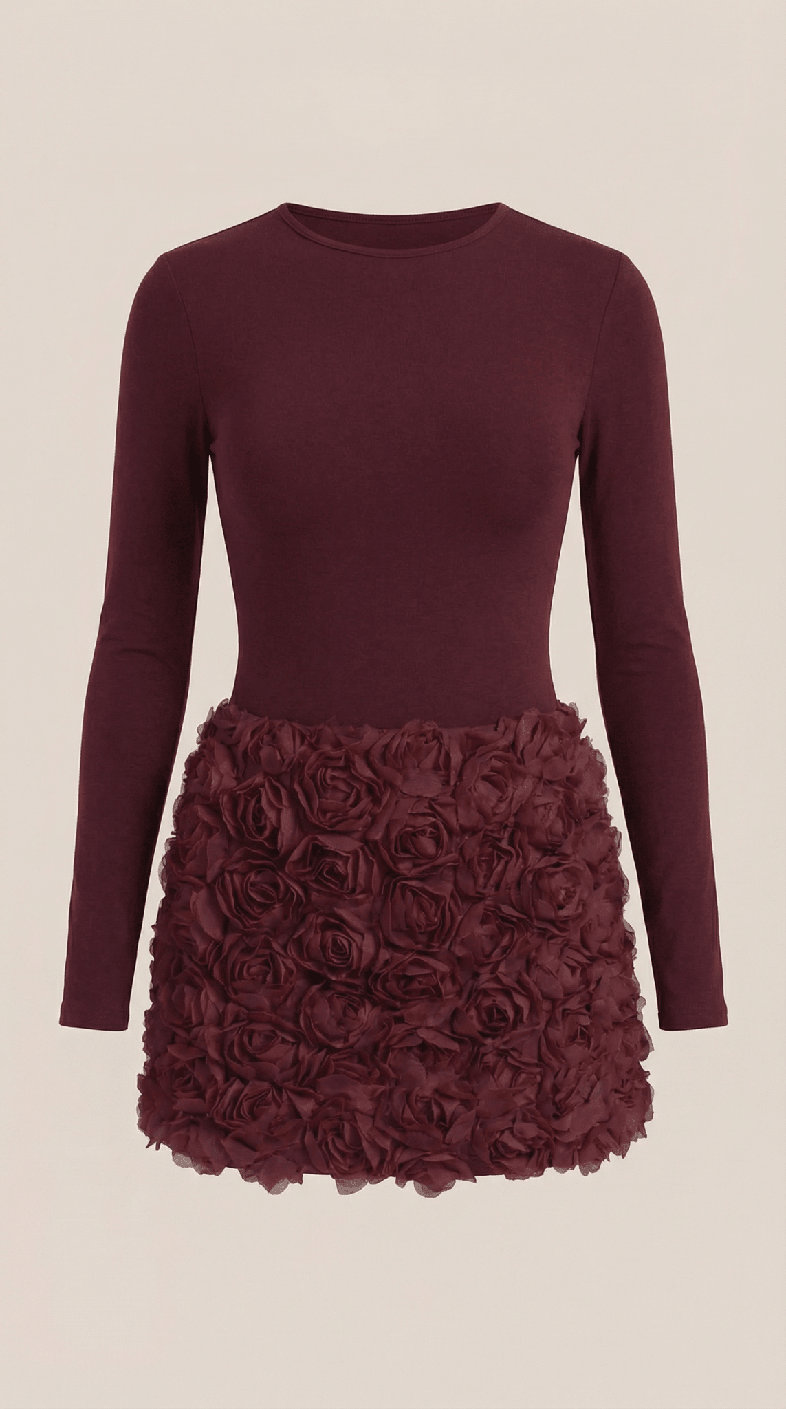 Sukienka mini z długim rękawem – fakturowany dół - Arkadya Outlet - Women Mini Dress