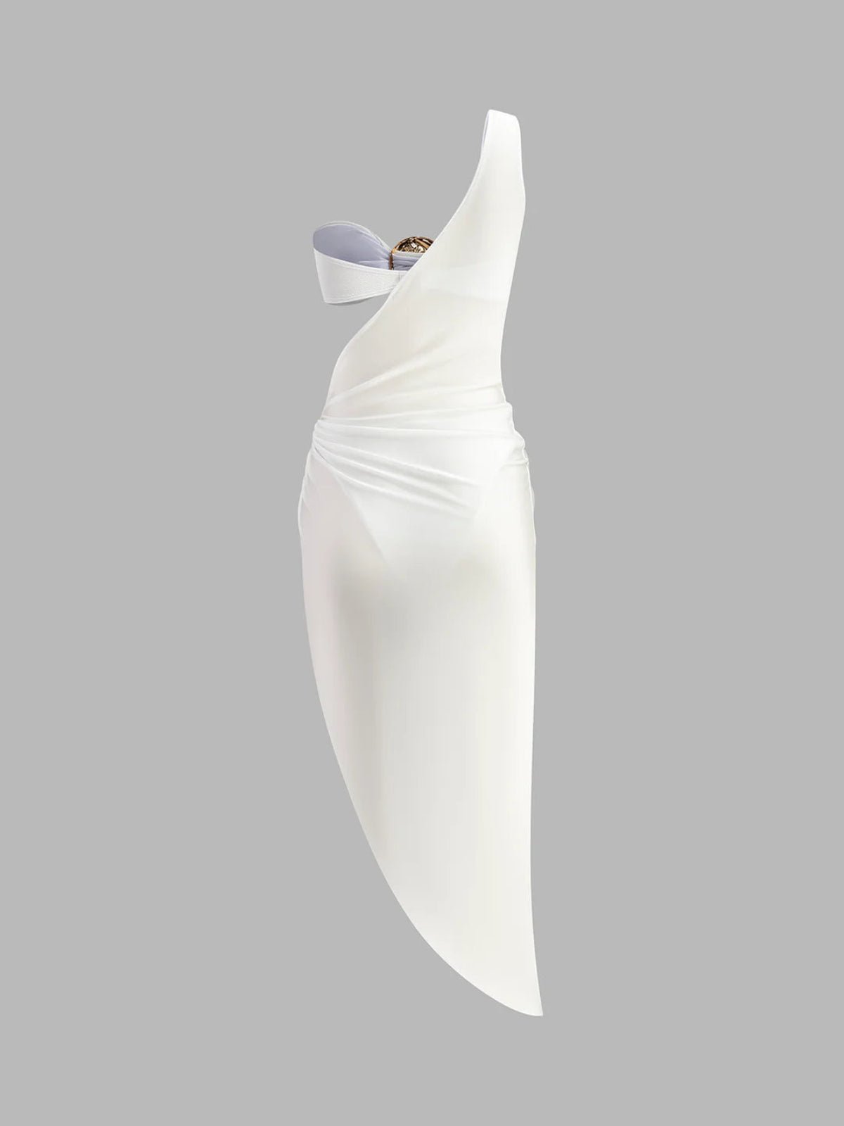 Sukienka satynowa z jednym ramiączkiem i wycięciem - Arkadya Outlet - Women Midi Dress
