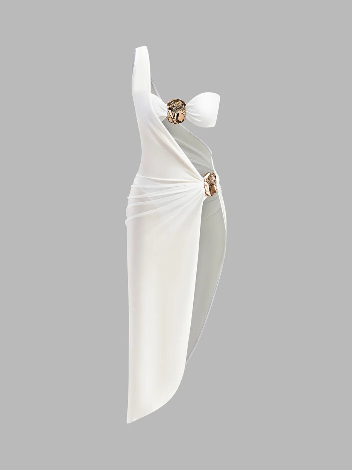 Sukienka satynowa z jednym ramiączkiem i wycięciem - Arkadya Outlet - Women Midi Dress