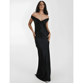 Sukienka wieczorowa damska maxi z krótkim rękawem – formalna, długość do kostek - Arkadya Outlet - Women Maxi Dress