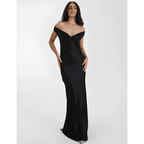 Sukienka wieczorowa damska maxi z krótkim rękawem – formalna, długość do kostek - Arkadya Outlet - Women Maxi Dress