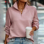 Sweter Damski | Dekolt V z Suwakiem i Regularny Krój - Arkadya Outlet - Sweaters