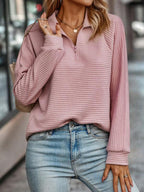 Sweter Damski | Dekolt V z Suwakiem i Regularny Krój - Arkadya Outlet - Sweaters