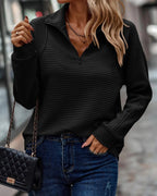 Sweter Damski | Dekolt V z Suwakiem i Regularny Krój - Arkadya Outlet - Sweaters