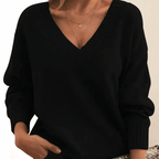 Sweter Damski | Dekolt w serek i prążkowane wykończenia - Arkadya Outlet - Sweaters