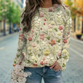 Sweter Damski | Długi Rękaw z Haftowanym Wzorem z Przodu - Arkadya Outlet - Sweaters
