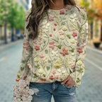 Sweter Damski | Długi Rękaw z Haftowanym Wzorem z Przodu - Arkadya Outlet - Sweaters