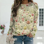 Sweter Damski | Długi Rękaw z Haftowanym Wzorem z Przodu - Arkadya Outlet - Sweaters