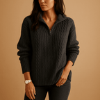 Sweter Damski | Dopasowany krój z zamkiem błyskawicznym do połowy - Arkadya Outlet - Sweaters