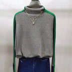 Sweter Damski | Golf ze Wzorem w Jodełkę i Dopasowanym Krojem - Arkadya Outlet - Sweaters