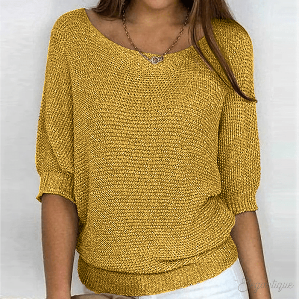 Sweter Damski | Klasyczny krój z subtelnym wykończeniem detali - Arkadya Outlet - Sweaters