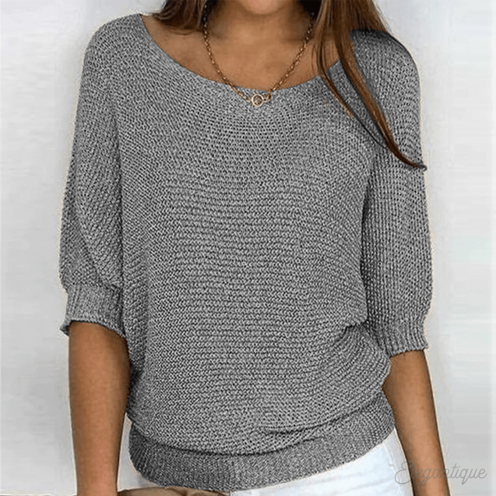Sweter Damski | Klasyczny krój z subtelnym wykończeniem detali - Arkadya Outlet - Sweaters