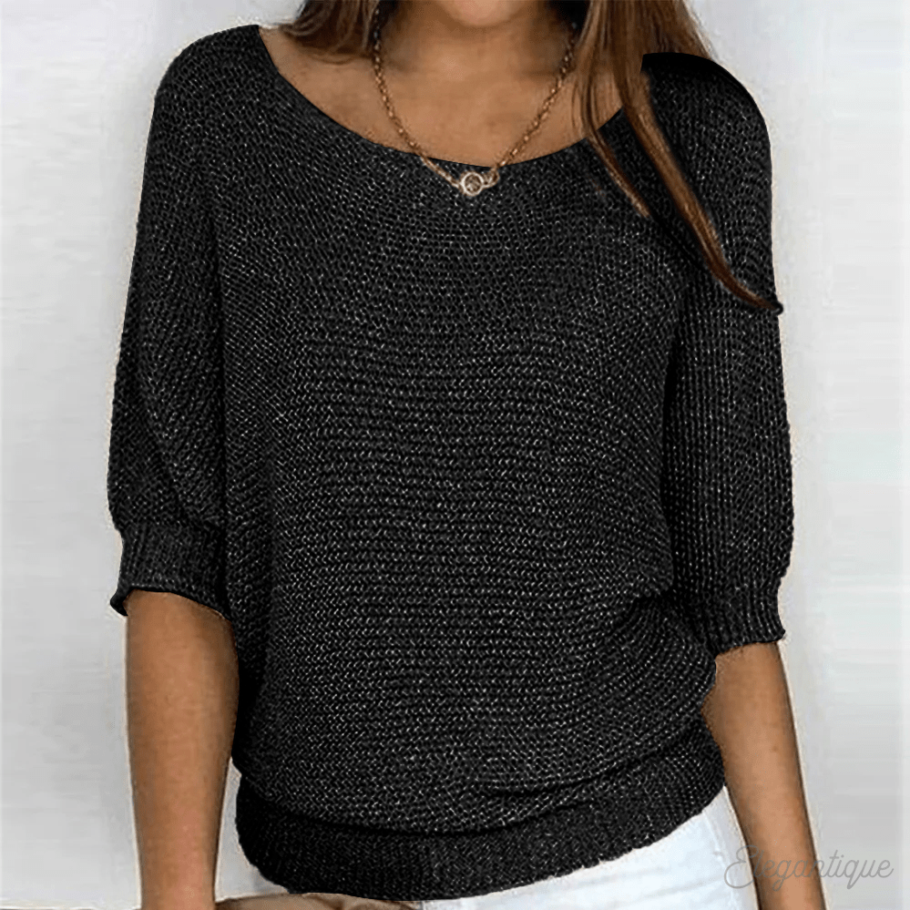 Sweter Damski | Klasyczny krój z subtelnym wykończeniem detali - Arkadya Outlet - Sweaters