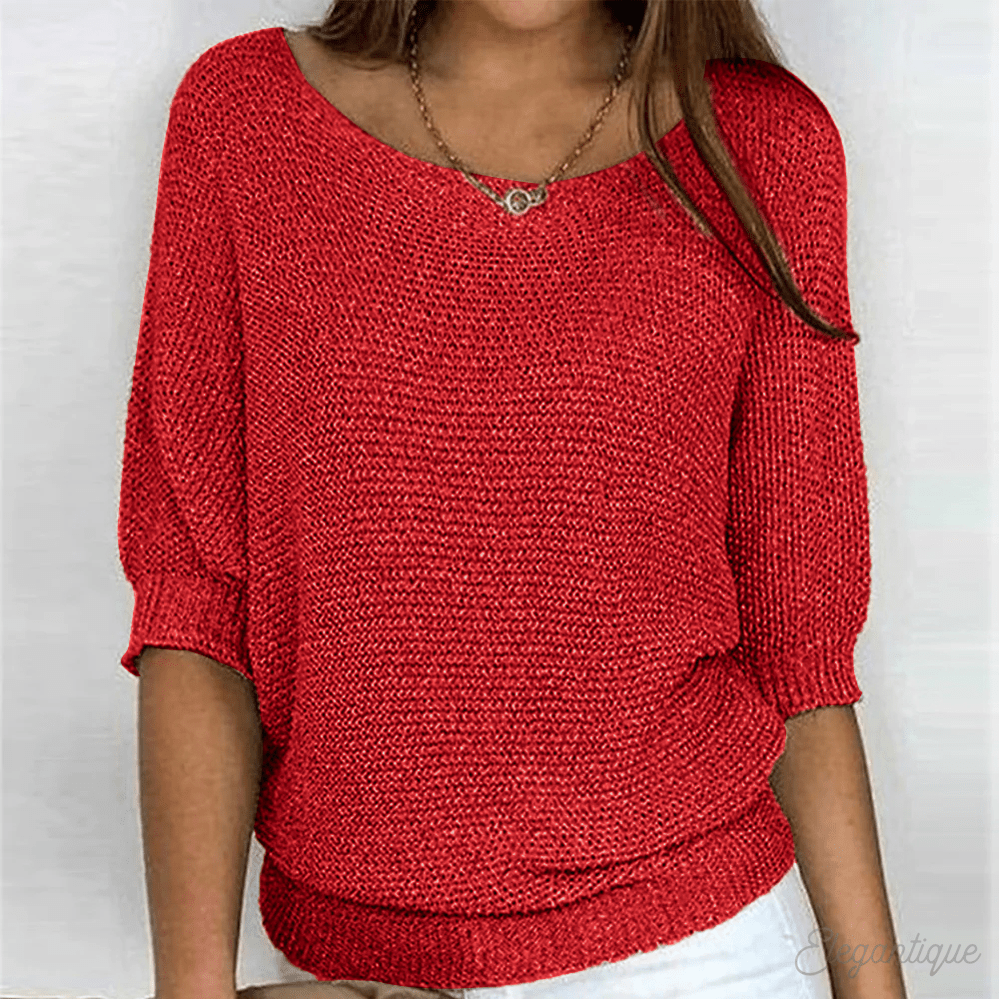 Sweter Damski | Klasyczny krój z subtelnym wykończeniem detali - Arkadya Outlet - Sweaters