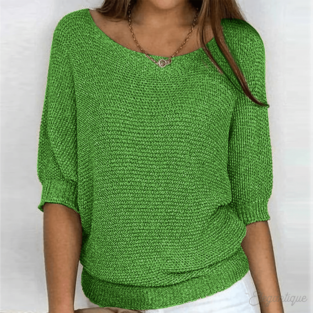 Sweter Damski | Klasyczny krój z subtelnym wykończeniem detali - Arkadya Outlet - Sweaters