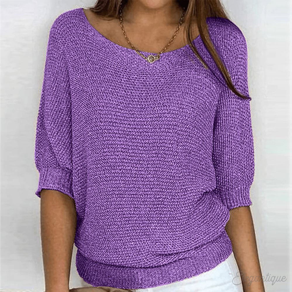 Sweter Damski | Klasyczny krój z subtelnym wykończeniem detali - Arkadya Outlet - Sweaters