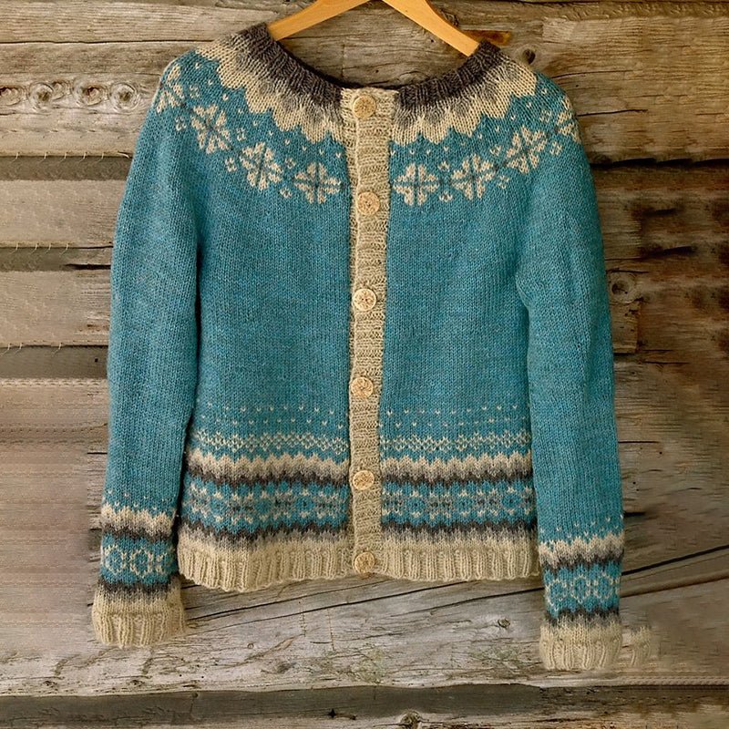 Sweter Damski | Krój regularny z geometrycznym wzorem żakardowym - Arkadya Outlet - Sweaters
