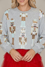 Sweter Damski | Krój Relaxed z Aplikacjami i Dekoltem V - Arkadya Outlet - Sweaters